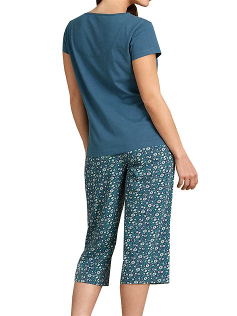 Marks And Spencer M Navy Pure Cotton Floral Print Cropped Pyjamas