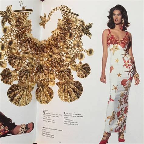 Iconic Gianni Versace Couture Seashell Jewelled Silk Evening Gown