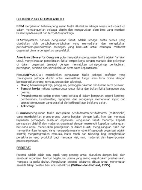 Definisi Pengurusan Fasiliti Pdf