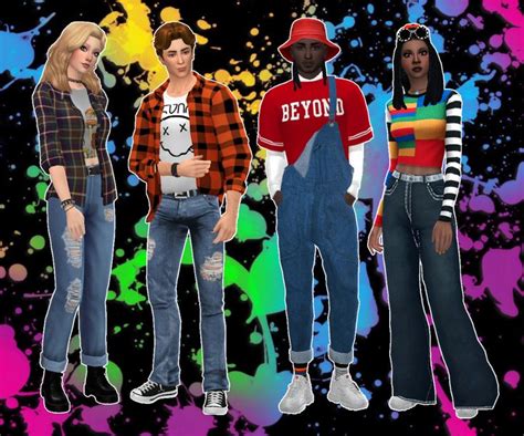 Decades Lookbook The 1990s Sims 4 Mods Clothes Sims 4 Sims 4