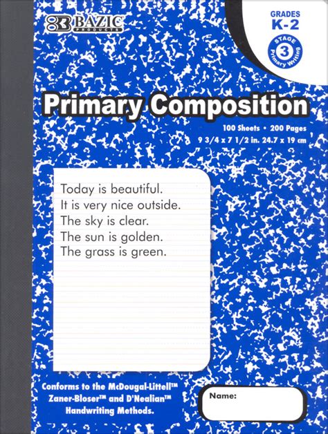 Primary Marble Composition Book (100 sheets) | Bazic Products