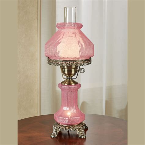 Isabel Hurricane Style Hand-blown Crackled Glass Table Lamp Pink