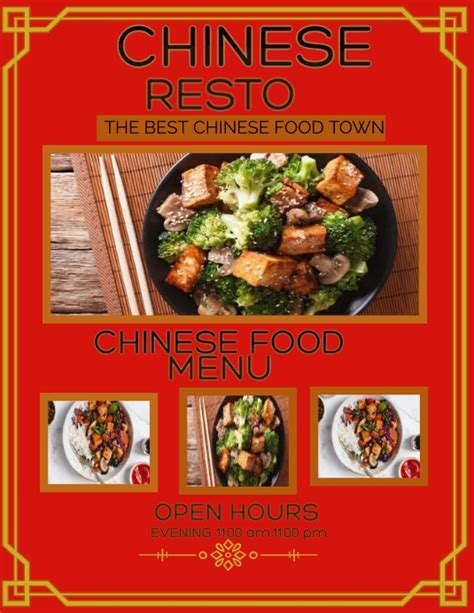 Chinese Food Menu Card Template Postermywall