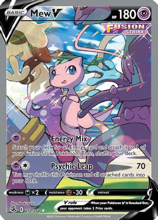 Mew V Alternate Full Art Swsh Fusion Strike Pokemon