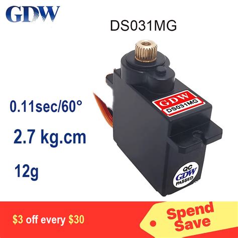 ☇gdw Ds031mg 12g 2 7kg Metal Gear Micro Mini Digital Servo High Speed