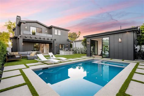 Luxury Custom Built House with Backyard Pool in Los Angeles Editorial ...