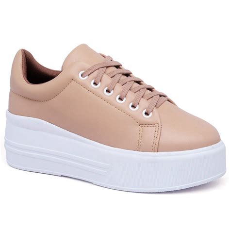 T Nis Feminino Plataforma Flatform Solado Borracha Sint Tico Nude Krn