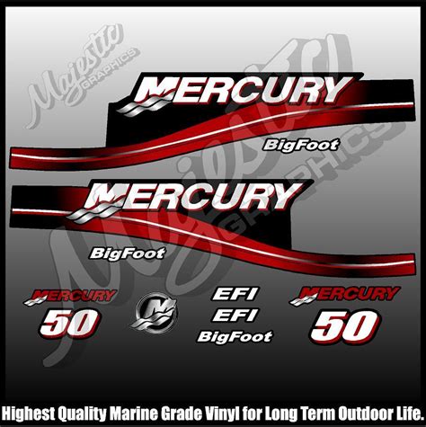 Mercury 50 Hp Bigfoot Decal Kit Outboard Decals Ebay