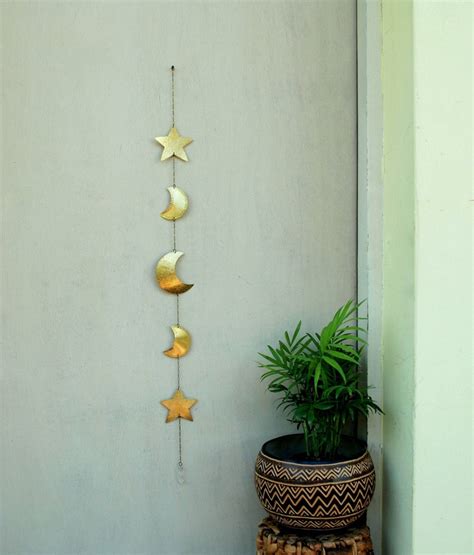 Moons And Stars Wall Art Moon Wall Decor Brass Stars Wall Etsy