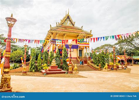 In front of Khmer Pagoda editorial stock photo. Image of cambodia - 209818043