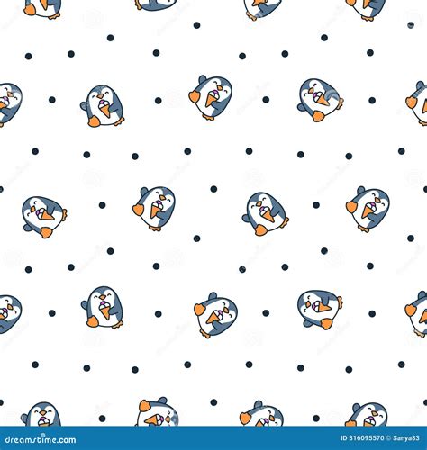 Cute Kawaii Penguin Seamless Pattern Stock Vector Illustration Of Seamless Face 316095570