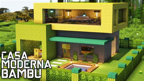 CÓmo Hacer Una Casa Moderna De Bambu Fácil Tutorial Minecraft 25