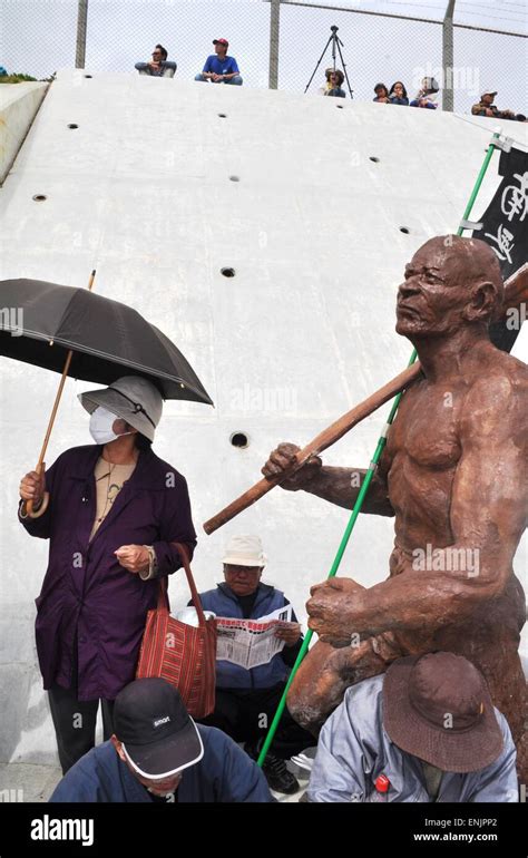 Okinawa Japan People Protesting Against The Construction Of A New