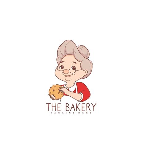 Premium Vector Cookies Logo With Old Grandma Chef For Bakery Store Or