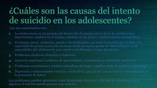 El suicidio en los jóvenes PPT