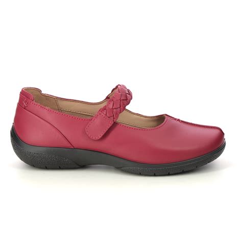 Hotter Shake 2 Eee Red Leather Womens Mary Jane Shoes 10223 80