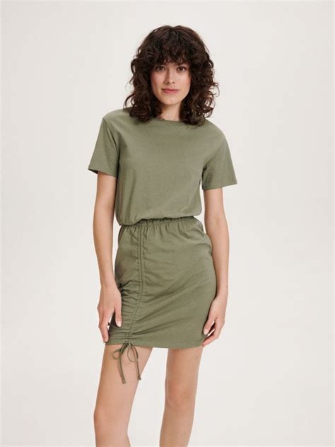 Rochie Mini Cu Con Inut Ridicat De Bumbac Culoare Verde Reserved