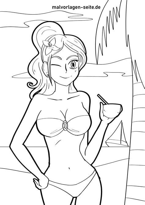 Malvorlage Bikini Fashion Ausmalbild Kostenlos Herunterladen
