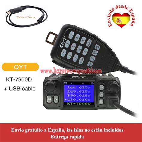 QYT Mobile Radio KT-7900D 25W Quad Band UHF VHF 220MHz 350MHz Mini Car ...