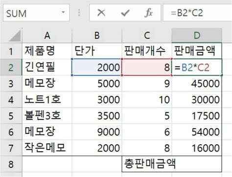 엑셀 Sumproduct 함수 사용법 쉬운엑셀