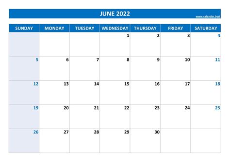 June 2022 calendar -Calendar.best