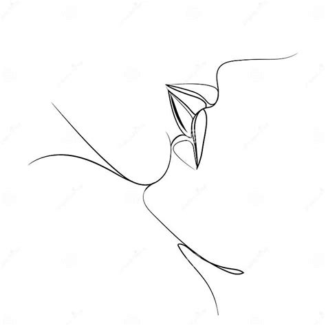 Kiss Vector Art Line Drawing Isolated On White Minimalism Style Man