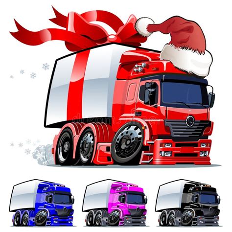 Vektor Weihnachtskarte Mit Karikatur Retro Weihnachts Lkw Vektor