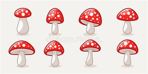 Conjunto De Iconos De Hongos Planos Vectoriales Aislado Amanita