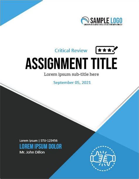 Critical Review Assignment Cover Page Design In MS Word Cover Page