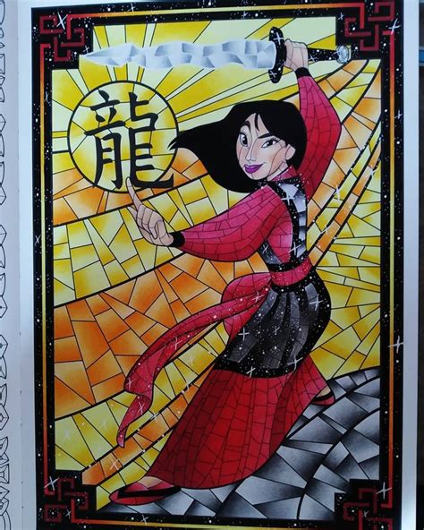 Mulan Disney Stained Glass Disney Colors Coloring Book Pages Disneyland Spiderman Disney