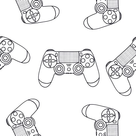 Seamless Pattern Of Game Controllers Vector Illustration In Hand Drawn