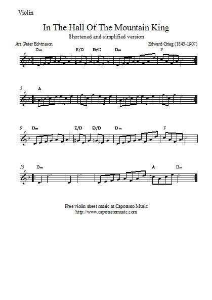 Easy Sheet Music For Beginners Free Easy Violin Sheet Music In The