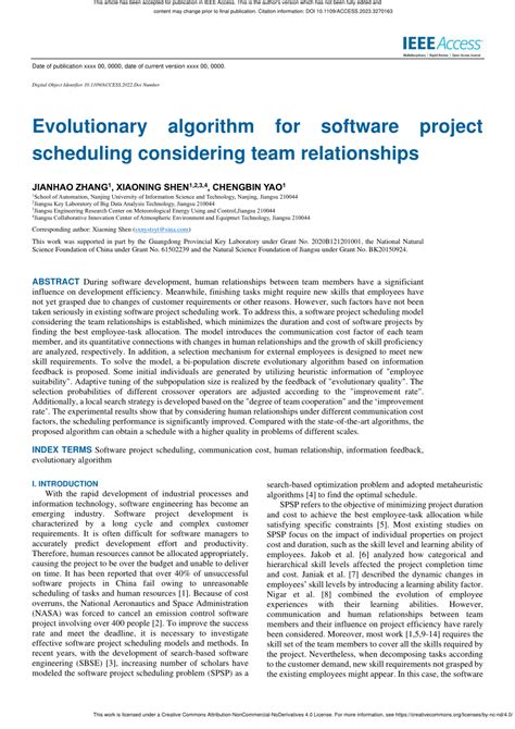 Pdf Evolutionary Algorithm For Software Project Scheduling