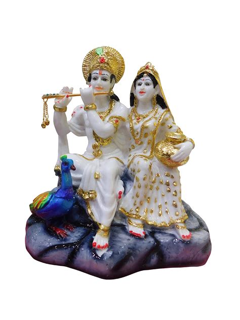 Buy Radha Krishna With Peacock Decorative Showpiece For Home Temple