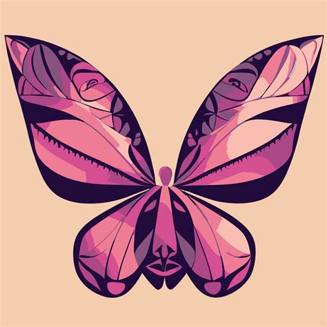 Illustration Vector Graphic Of Pink Butterfly Hand Drawn Tribal Style Isolated For Beauty