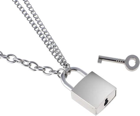 Padlock Chain Necklace Stainless Steel Lock Pendant Choker Punk Hip Hop