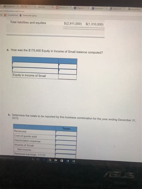 Solved Chapter 3 Giant Acquired All Of Small S Common Stock Chegg