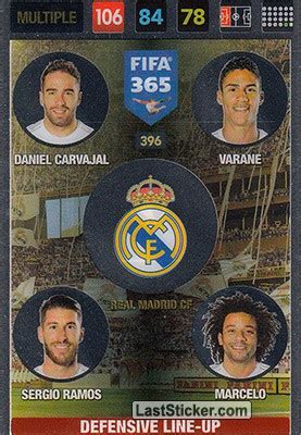 Card Daniel Carvajal Varane Sergio Ramos Marcelo Panini