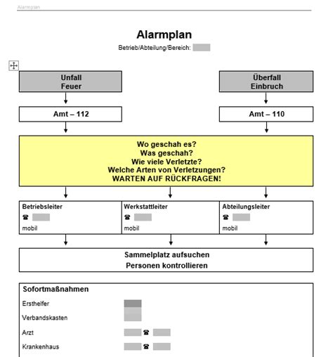 Alarmplan Einfache Vorlage Weka