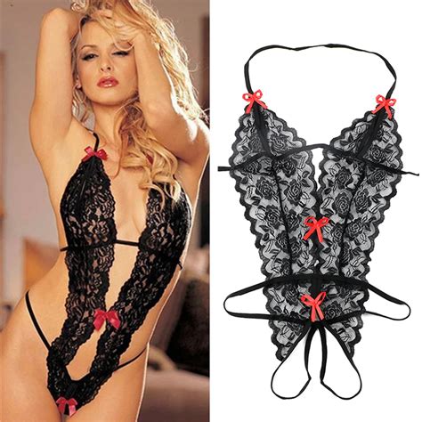 Women Erotic Lingerie Sexy Costumes Lace Siamese Perspective Three Point Underwear G String