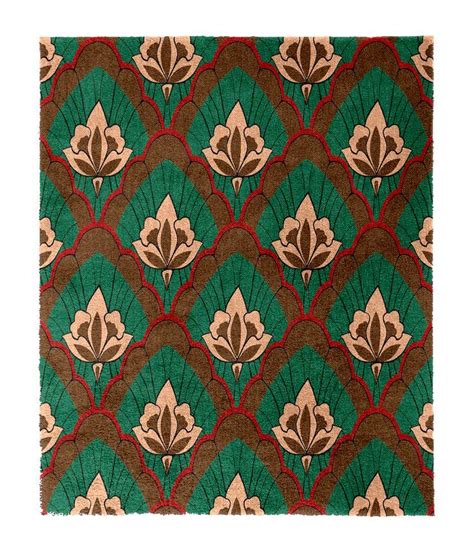 A Green And Brown Pattern With Leaves On It