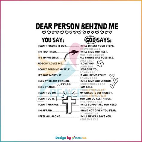 Free God Says Dear Person Behind Me SVG Graphic Designs Files PeaceSVG