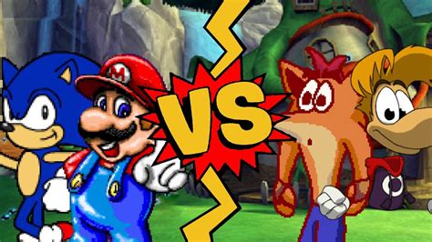 Mugen Battles Sonicmario Vs Crash Bandicootrayman Youtube