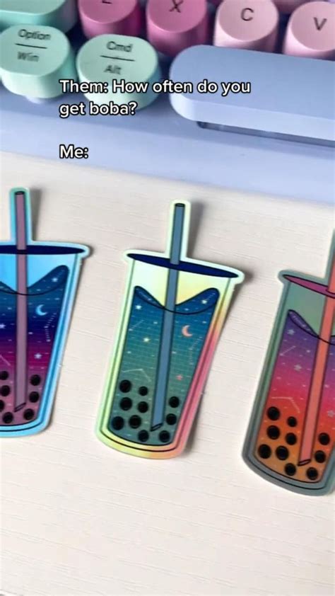 Boba sticker | boba stickers | holographic stickers | holographic ...