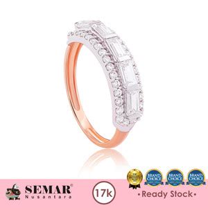 Promo Cincin Emas Elena Crysta Square Rose White Gold K Semar