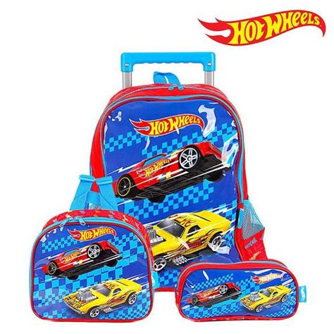 Kit Mochila Escolar Infantil Hot Wheels Rodinhas Luxcel Material Escolar Magazine Luiza