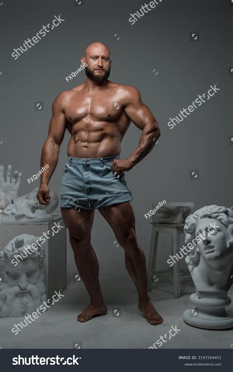 Portrait Muscular Guy Beard Naked Torso Stock Photo 2197264451 Shutterstock