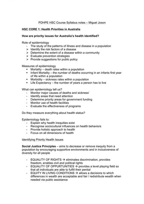 Full Pdhpe Syllabus Notes With Options 3 And 4 Personal Development Health And Physical