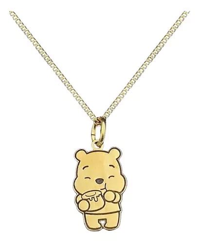 Dije Y Cadena Winnie Pooh Baño Oro 24k Plata 925 Envio Meses sin interés