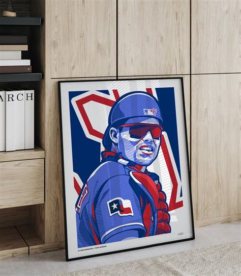 Ivan Pudge Rodriguez Poster Texas Rangers Baseball Illustrated Etsy